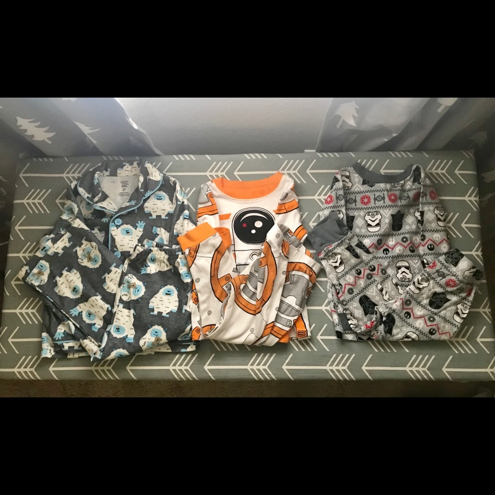 🧡💚 3 pairs of toddler boys pajamas 3t Star Wars